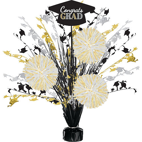 kortes 2020 Graduation Decorations Kit Black and Gold Congrats Banner Hanging Swirls Graduation Glitter Centerpiece Stick Table Topper Party Balloons for Grad Party Decorations Supplies