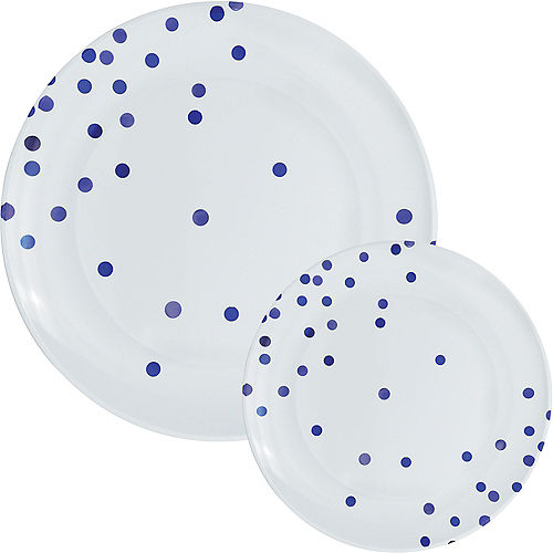 Dark Blue Confetti Round Premium, Round Premium Plastic Dinner Plates