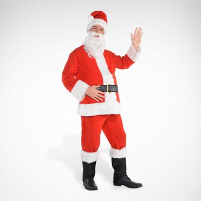 HITASION Men’s Christmas Elf Costume Deluxe Santa Suit Adult Costumes Holiday Halloween Cosplay Set 6 Pcs Coat Hat Pants Belt